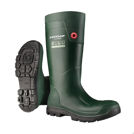 Rubber Boot, 6D, Knee, Black; Green, PR