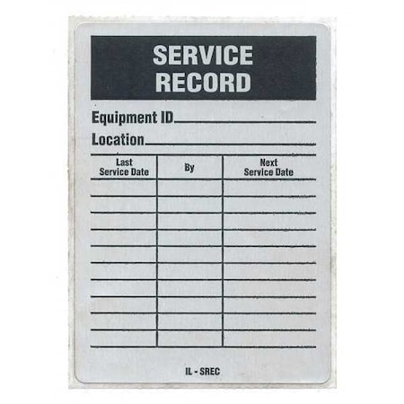 Service Record Label, Service, Aluminum, 4 1/4 in H x 3 in W, Rectangle, 25 PK