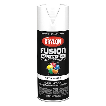 Rust Preventative Spray Paint, White, Satin, Solvent, 12 oz