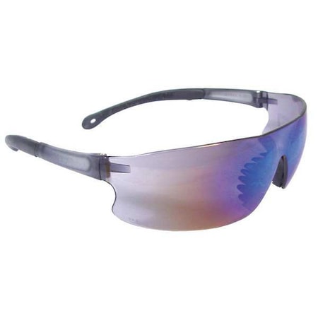 Rad-Sequel, Safety Glasses, Anti-Scratch, Blue Mirror Lens, Blue Frame, Frameless