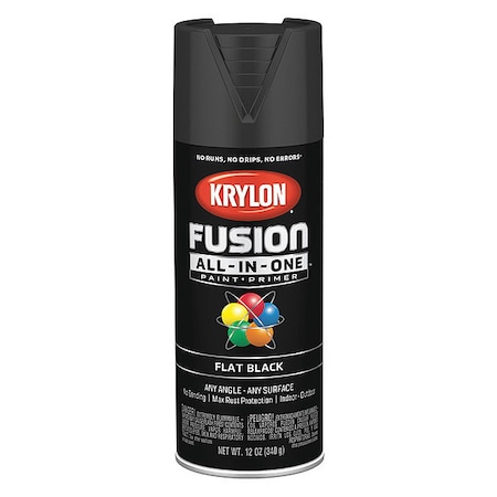 Rust Preventative Spray Paint, Black, Flat, Solvent, 12 oz