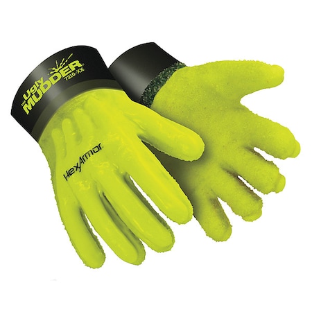 Mudder(R) Chemical Resistant Gloves, Nitrile, PVC, 14 in L, 3.4 mm, Black/Hi-Vis Yellow, XL, 1 PR
