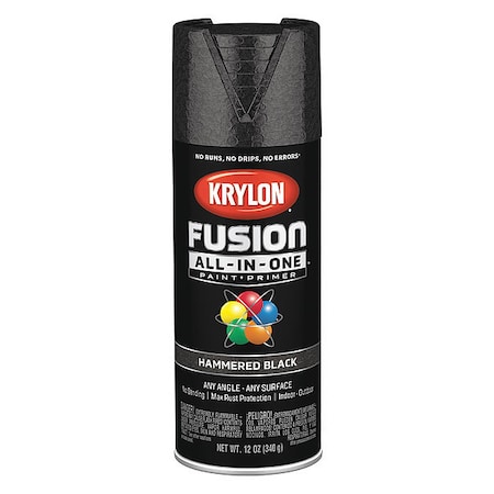 Hammered Spray Paint, Black, Gloss, Solvent, 12 oz