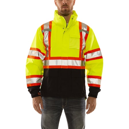 Rain Jacket, Polyester, Class 3 R, Green, M