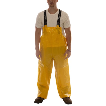 Rain Bib Overall, Polyurethane, 30 in Inseam, 40 in to 42 in Waist, 0.25 mm Thickness, Gold, L