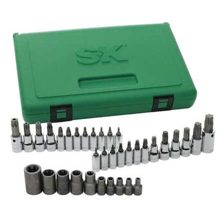 1/4", 3/8", 1/2" Drive Socket Set Torx 35 Pieces T8 to T60, E4 to E14 , Chrome