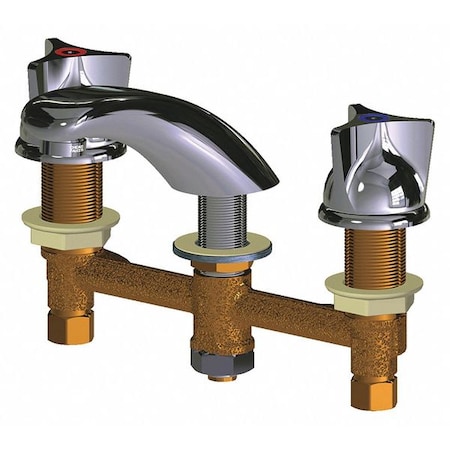 Manual Low Arc Bathroom Faucet, 8" Mount, Polished Chrome 3 Hole
