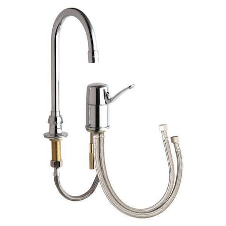 Manual Gooseneck Bathroom Faucet, 6" Mount, Polished Chrome 2 Hole