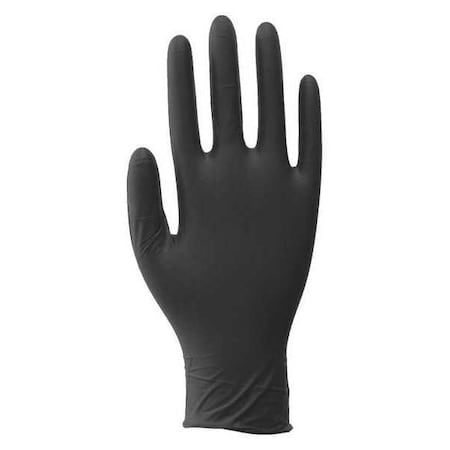 Disposable Gloves, 3.00 to 3.99 mil Palm, Nitrile, Powder-Free, M (8), 100 PK, Black