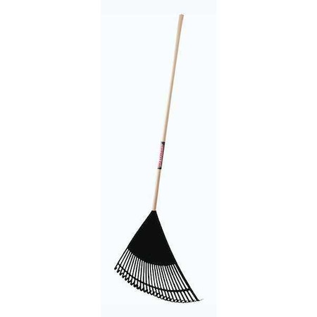 24 in Polypropylene Poly Lawn Rake, 26 Tines, 47-1/4 in L Wood Handle