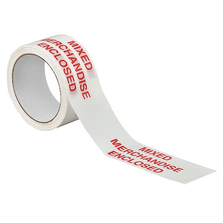 Carton Sealing Tape,Red/White,2In x 55Yd