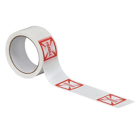 Carton Sealing Tape,Red/White,2In x 55Yd