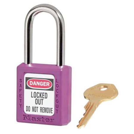 Lockout Padlock, Keyed Alike, Thermoplastic, Purple, 1 1/2 in Shackle Height, 1 1/2 in Body Width