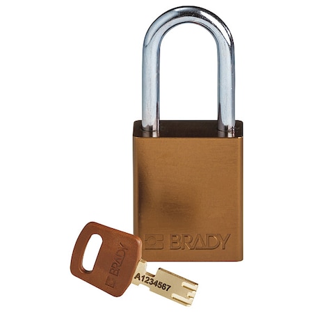 Lockout Padlock, Keyed Different, Aluminum, Brown, 1 1/2 in Shackle Height, 1 1/2 in Body Width