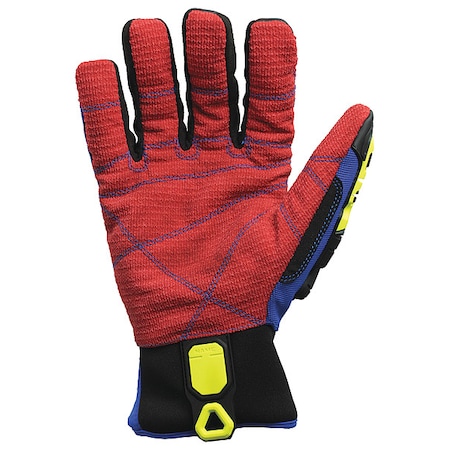 Mechanics Gloves, Nylon/Polyurethane Palm, Polyester Lining, Blue/Red, M ( 3 )