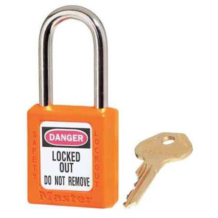 Lockout Padlock, Keyed Alike, Thermoplastic, Orange, 1 1/2 in Shackle Height, 1 1/2 in Body Width
