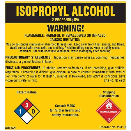 ISOPROPYL ALCOHOL, ISOPROPYL ALCOHOL, 5 in W x 5 in H