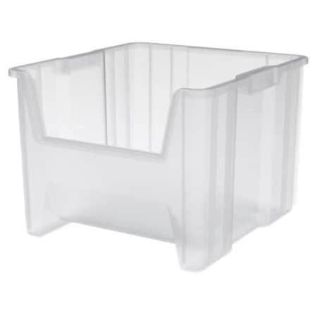 Stacking Bin, 17-1/2 in L x 16-1/2 in W x 12-1/2 in H, Clear, 75 lb Load Capacity