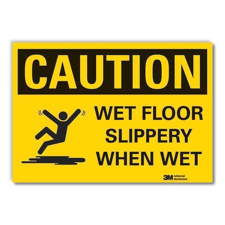 Caution Sign, 10 in Height, 14 in Width, Reflective Sheeting, Vertical Rectangle, English