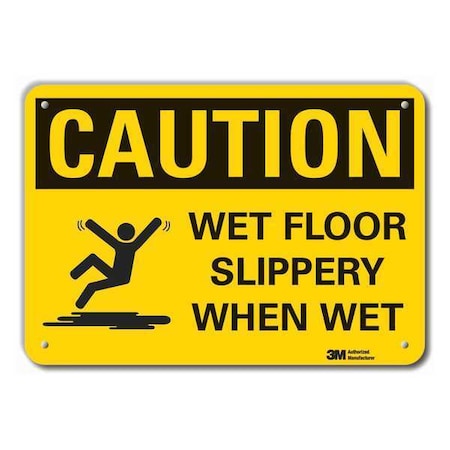 Caution Sign, 7 in H, 10 in W, Aluminum, Vertical Rectangle, English, LCU3-0495-RA_10x7
