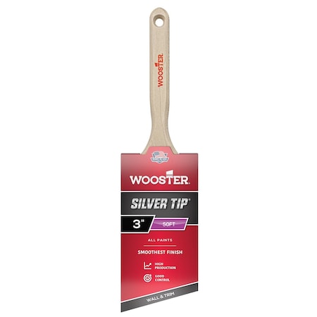 3" Angle Sash Soft, Silver CT Polyester Bristle, Paint Brush, Wood Handle