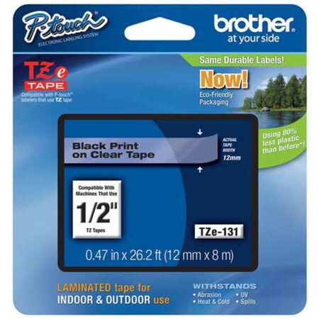 Label/Ribbon Cartridge, Clear, Gloss, 1/2 in W