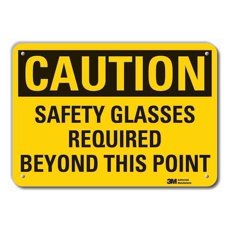 Caution Sign,10 in H,Alum,Safety Glasses, LCU3-0382-RA_14x10