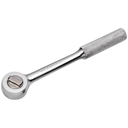 3/8" Drive 40 Geared Teeth Round Head Style Hand Ratchet, 7-5/8" L, SuperKrome Plating Finish