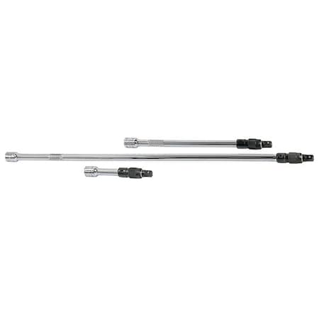 Locking Extension Set 1/4" Dr, 3 in, 7 in, 15 in L, 3 Pieces, Chrome