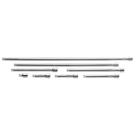 Extension Set 3/8" Dr, 1 1/2 in, 3 in, 4 in, 6 in, 8 in, 10 in, 18 in, 24 in L, 8 Pieces, Chrome