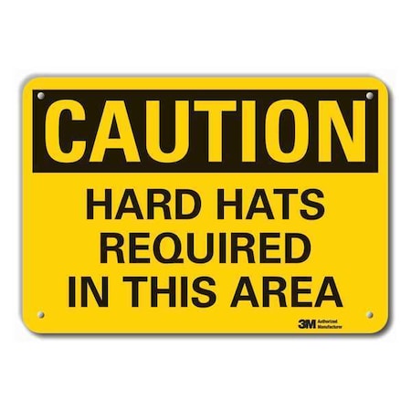 Caution Sign,10 in. H,Aluminum,Hard Hats