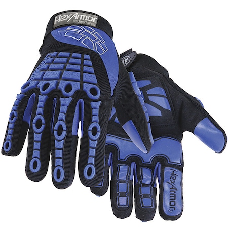 Chrome Series(R) Cut Resistant Impact Gloves, Synthetic Leather Palm, XL, Black/Blue