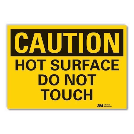 Hot Surface Sign, 3 1/2 in H x 5 in W, Reflective Sheeting, Hot Surface Do Not Touch