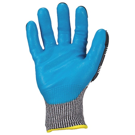 Coated Gloves, HPPE/Nitrile Palm, Acrylic Lining, Blue/Gray, S ( 7 )