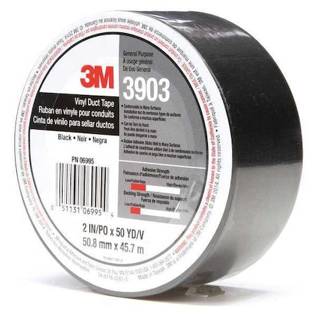 Duct Tape, Black, 50 yd L, 2 in W