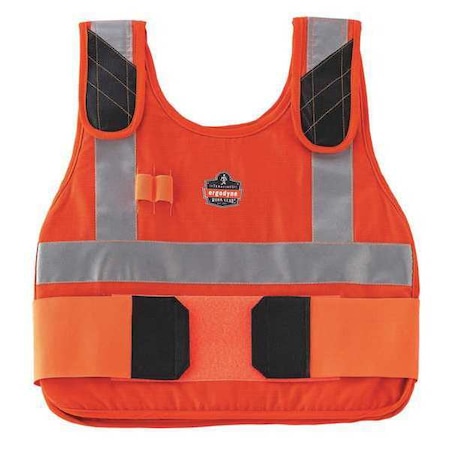 Cooling Vest, Cotton, Cold Pack Inserts, Up to 4 hr Max Cooling Time, Hook-and-Loop Closure, Orange