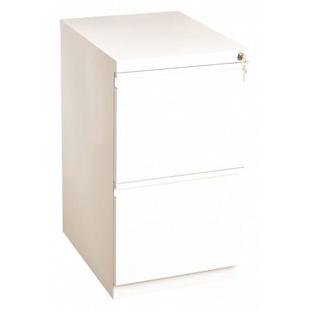 15" W 2 Drawer Desk Pedestal, White