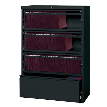 36" W 5 Drawer File Cabinet, Black,  Letter