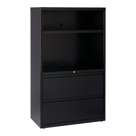 36" W 2 Drawer Lateral File Cabinet, Black,  A4/Legal/Letter
