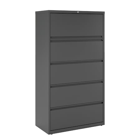 36" W 5 Drawer Lateral File Cabinet, Charcoal,  A4/Legal/Letter