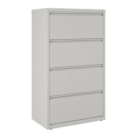 30" W 4 Drawer Lateral File Cabinet, Light Gray,  A4/Legal/Letter