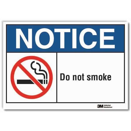 Notice, Do Not Smoke, 5 in W x 3 1/2 in H, Horizontal Rectangle, Reflective Sheeting