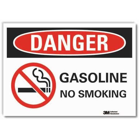 Danger, Gasoline No Smoking, 5 in W x 3 1/2 in H, Horizontal Rectangle, Reflective Sheeting