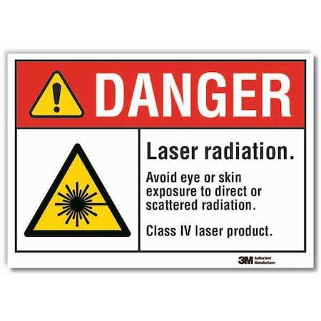 Laser Sign, 3 1/2 in H, 5 in W, Reflective Sheeting,  Horizontal Rectangle, LCU4-0053-RD_5x3.5