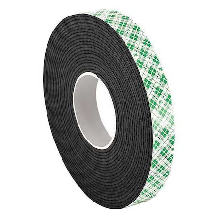 Double-Sided Foam Tape, 1/2 in W, 5 yd L, 1/16 in, Polyurethane Foam, Double-Sided