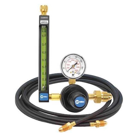Flowmeter Regulator and Hose Kit, Argon, Carbon Dioxide, Helium, Single Stage, 0.965"-14 Inlet