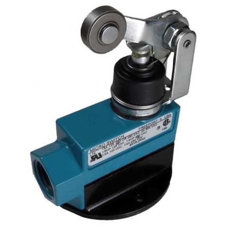 Limit Switch, Plunger, Roller Lever, 1NC/1NO, 15A at 600V AC, Actuator Location: Top