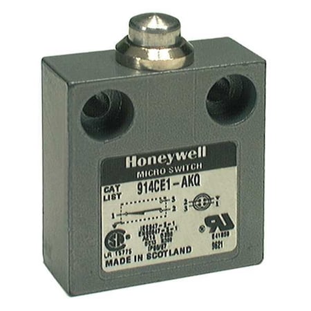 Limit Switch, Plunger, 1NC/1NO, 5A at 240V AC, Actuator Location: Top
