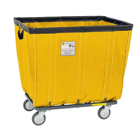 Antimicrobial Vinyl Basket Truck with Steel Base, 6 Bushel, Yellow