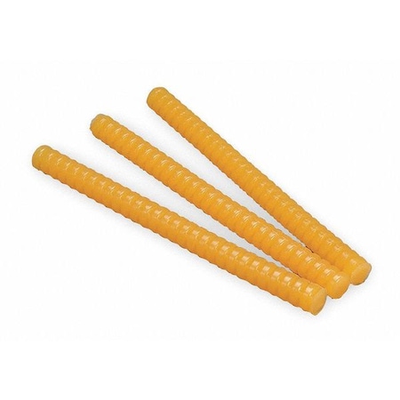 Hot Melt Adhesive, Tan, 5/8 in Dia, 8 in L, 50 sec Begins to Harden, 154 PK